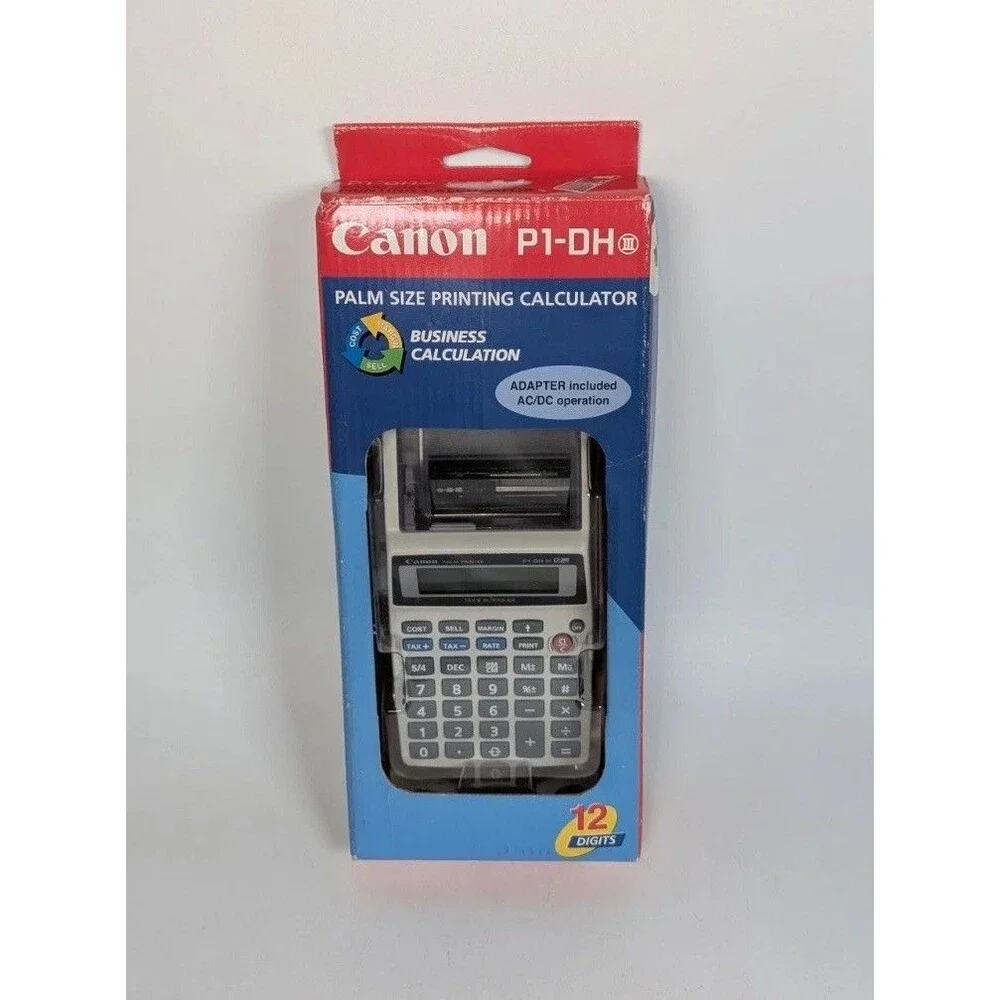 Canon P1-DH III Palm Size Printing Calculator New In Box 12 Digit Business AC